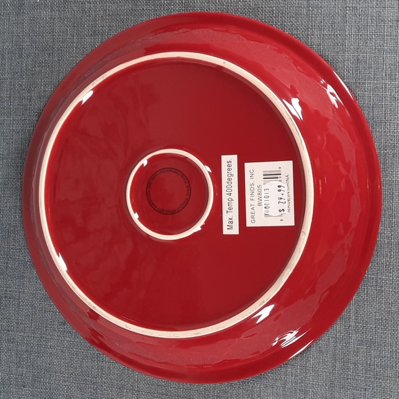 Ruffle Fluted Edge Pottery Pie Plate Baking Red Embossed Pattern Bake Baker Cook - Picture 4 of 4